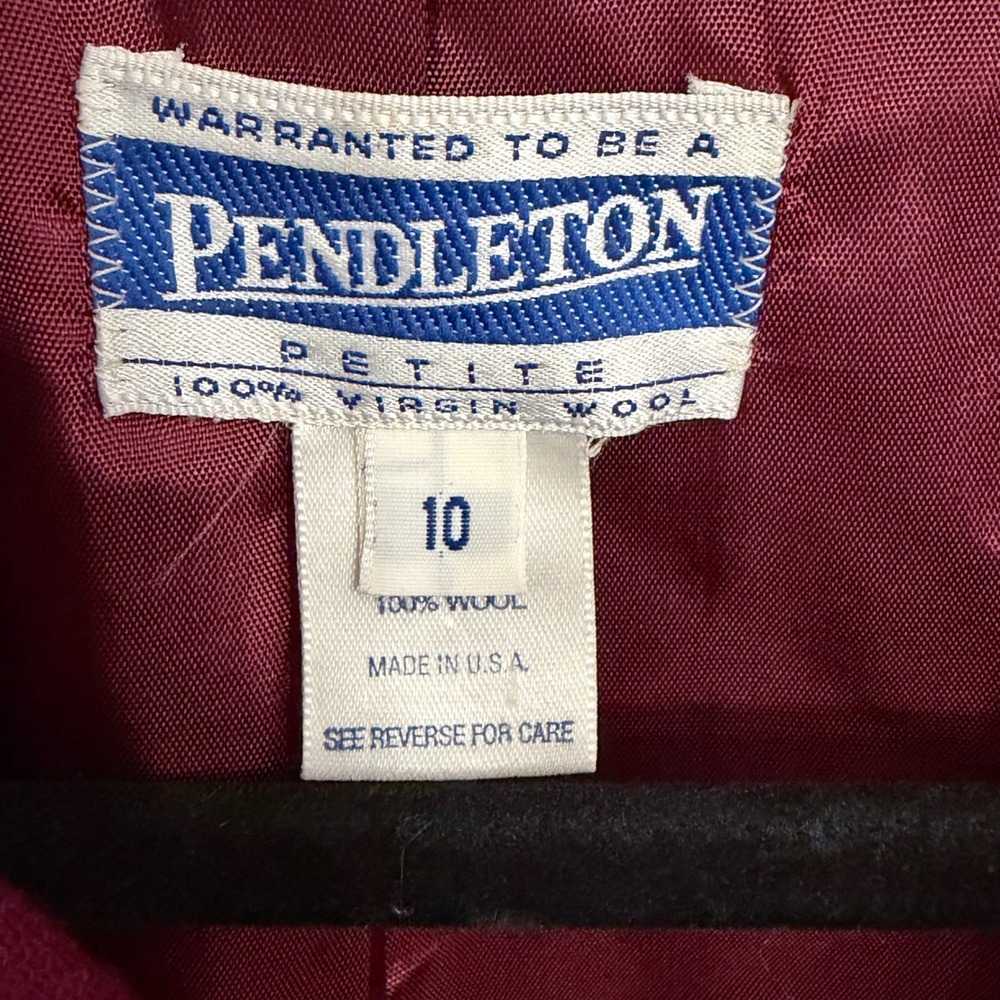 Vintage Pendleton Petite Magenta 100% Virgin Wool Double Breasted Blazer Sz 10P - Picture 6 of 8